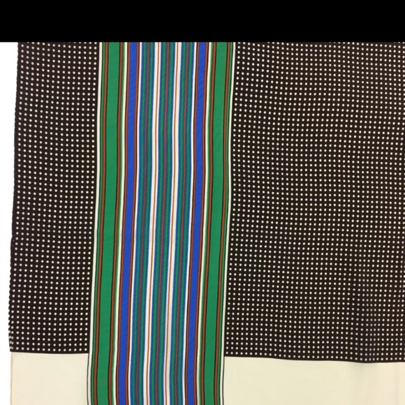 Yves Saint Laurent Vintage Square 100% Silk Scarf Stripes Dots 34" x 34" - Picture 3 of 10